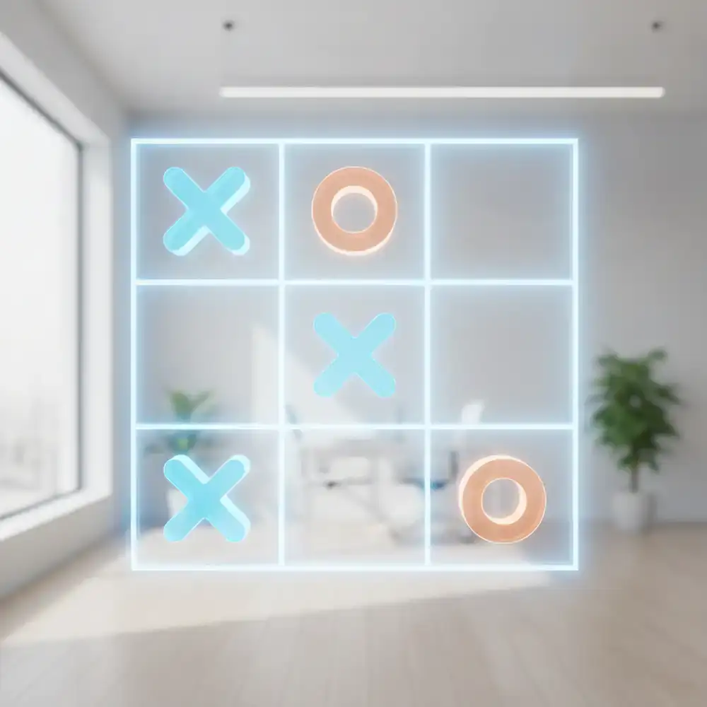 Interfaz del tablero 3x3 en acción con piezas X y O